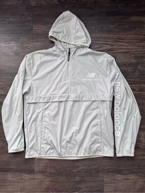 New Balance Light Gray Windbreaker Hoodie Jacket